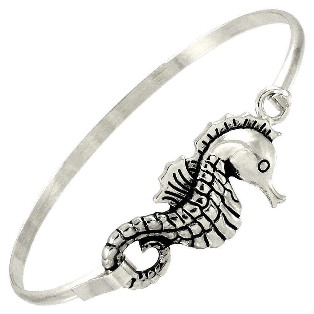Sea Horse Hook Bangle Bracelet SILVER Sea Life Fashion Nautical Beach  Jewelry
