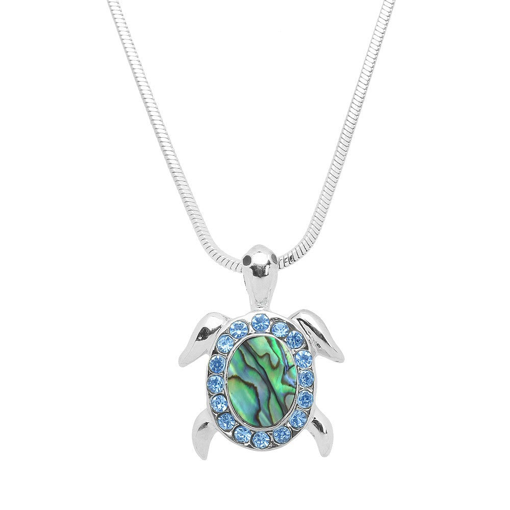 Sterling Silver Sideways Sea Turtle with stone by Leightworks